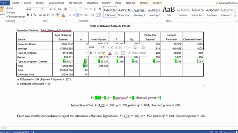 reporting two way anova results|Two.
